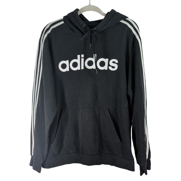 adidas Tops - Classic Adidas Hoodie with Striped Sleeves, Size Large